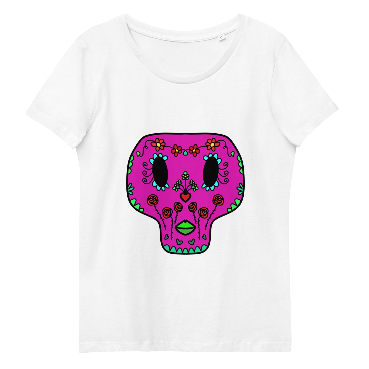 Enganliegendes T-Shirt Totenkopf Maria