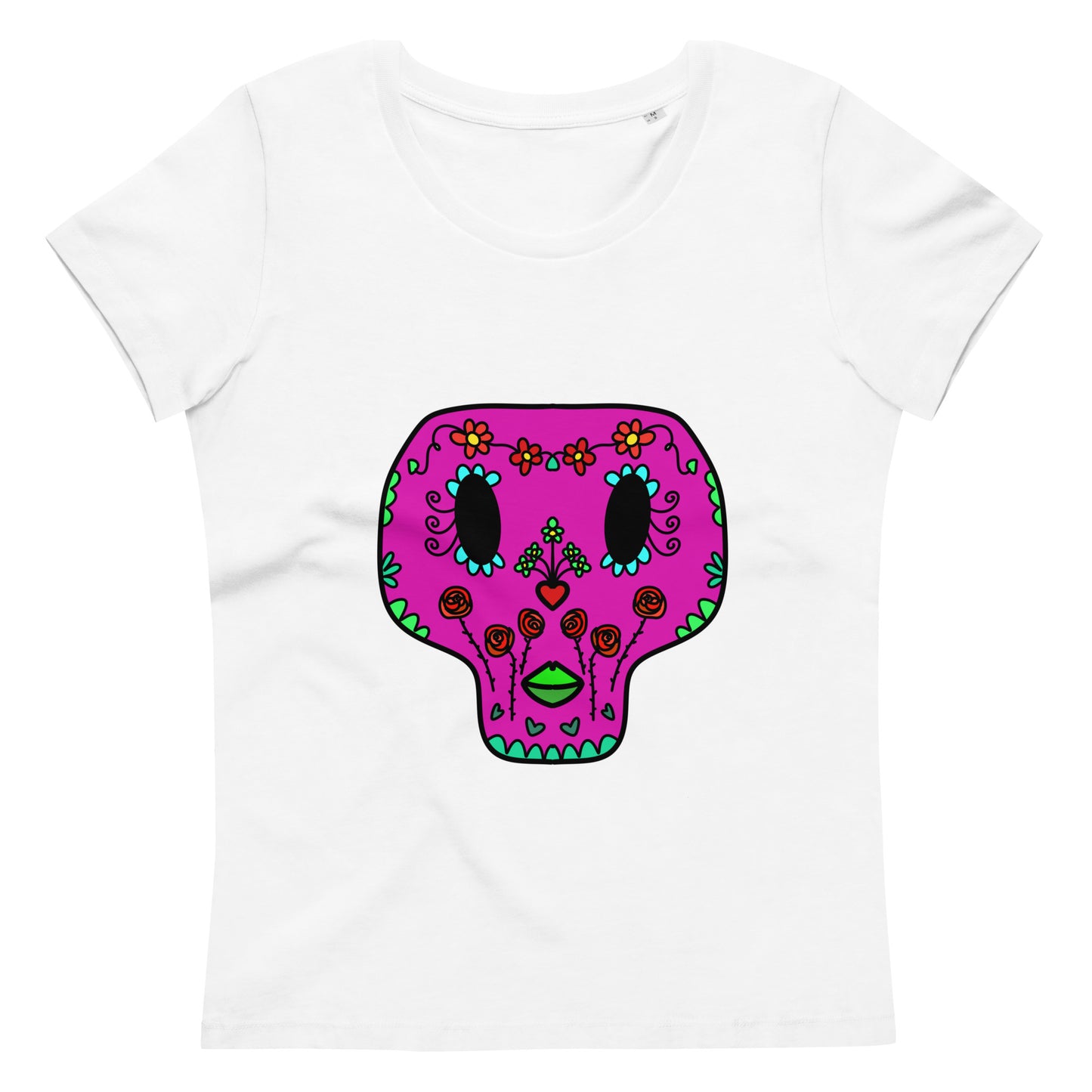 Enganliegendes T-Shirt Totenkopf Maria