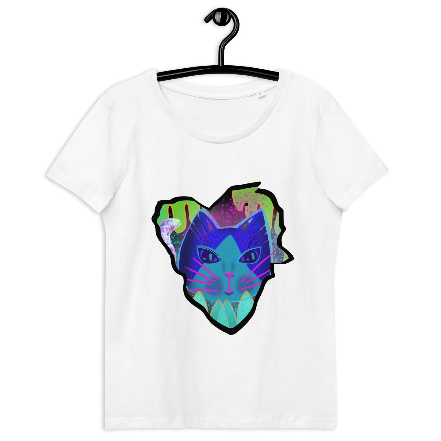 Enganliegendes T-Shirt Katze Logo