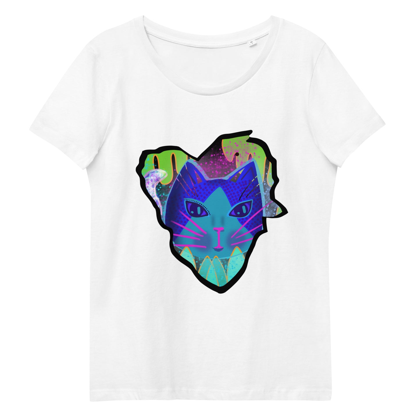 Enganliegendes T-Shirt Katze Logo