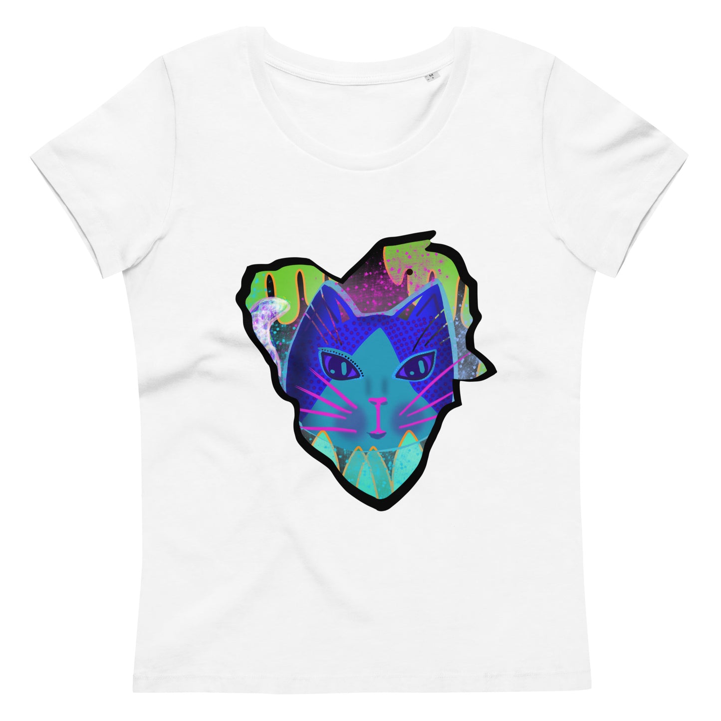 Enganliegendes T-Shirt Katze Logo